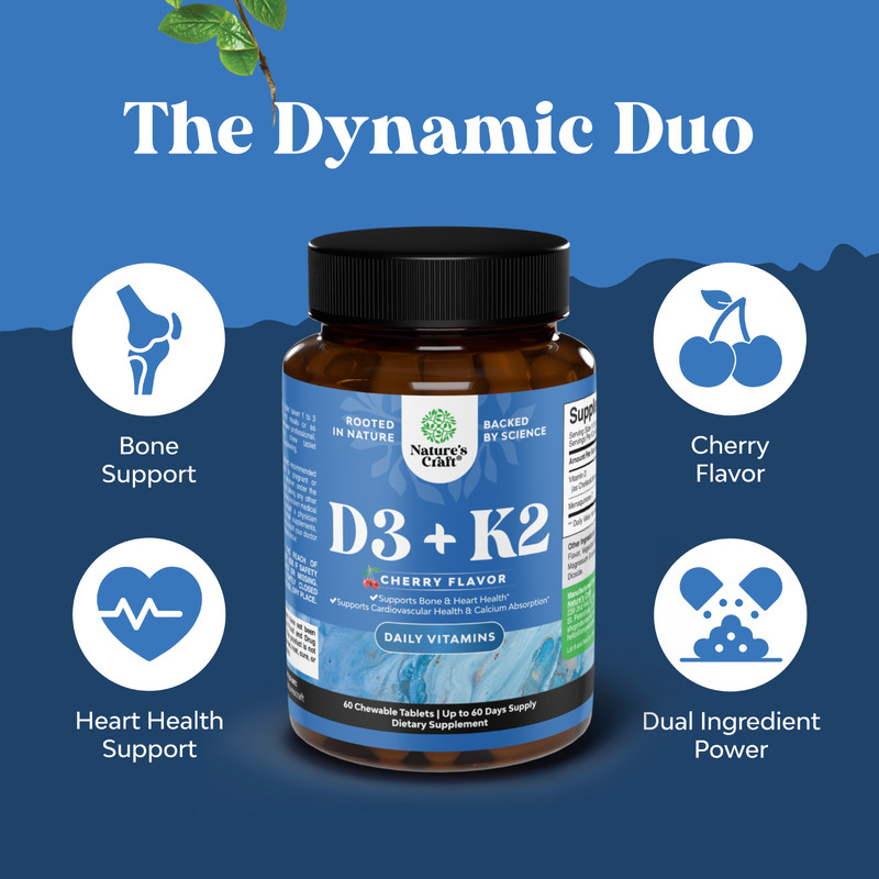 Vitamin D3 2000 IU Tablets with K2 MK7 Supplement for Immunity Bone Joint Heart gallery