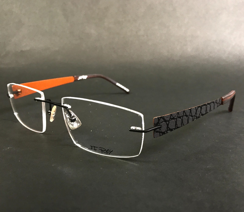 J.F. Rey Eyeglasses Frames JF2595 0000 Black Copper Brown Rimless 54-18.5-143