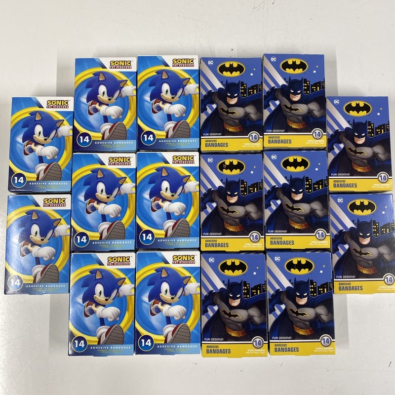 LOT x224 Batman + Sonic the Hedgehog Adhesive Bandages band-aid TYPE