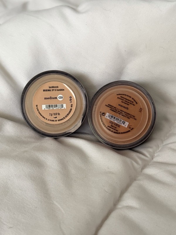 Lot Of 2 BareMinerals Original Médium Foundation C25 2g & Warmth 1.5g