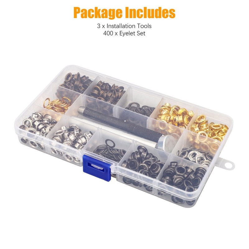 400-Pack 3/16in Grommet Eyelet Kit Hole Punch Tool Set for Leather Fabric Canvas