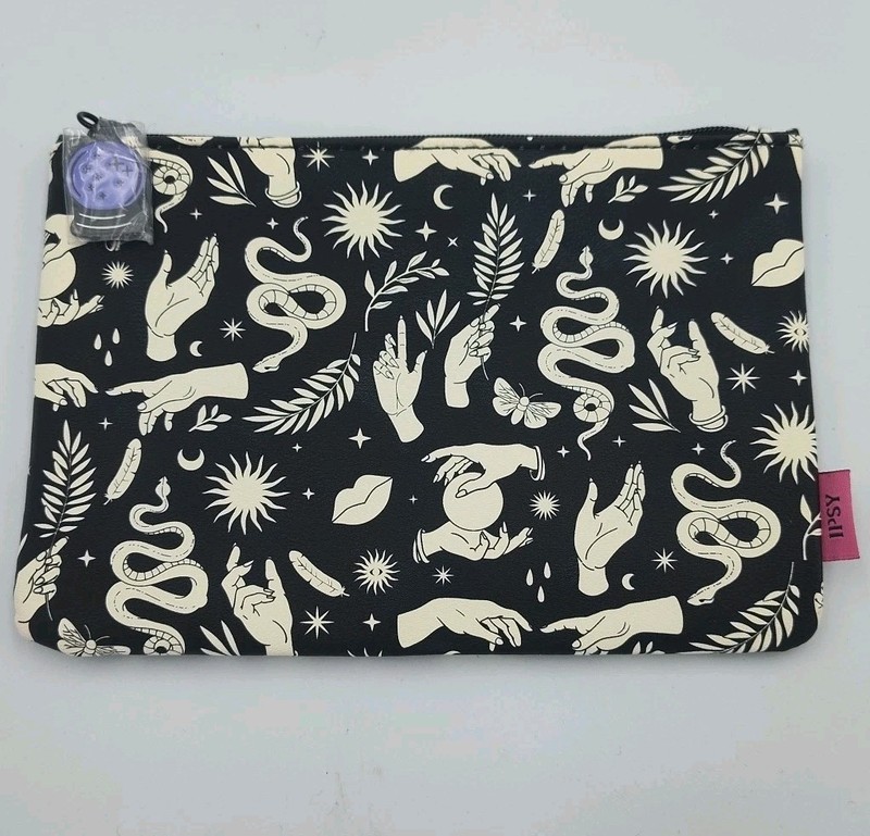 New Ipsy Halloween Black/White Snakes Crystal Balls 2024 Makeup Bag Celestial