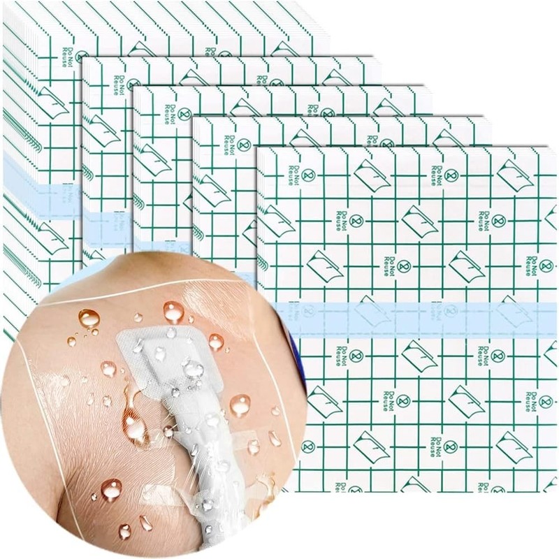 50 Pcs Waterproof Shower Protector Bandage 4×4 inch for Chest Chemo Dialysis Cat