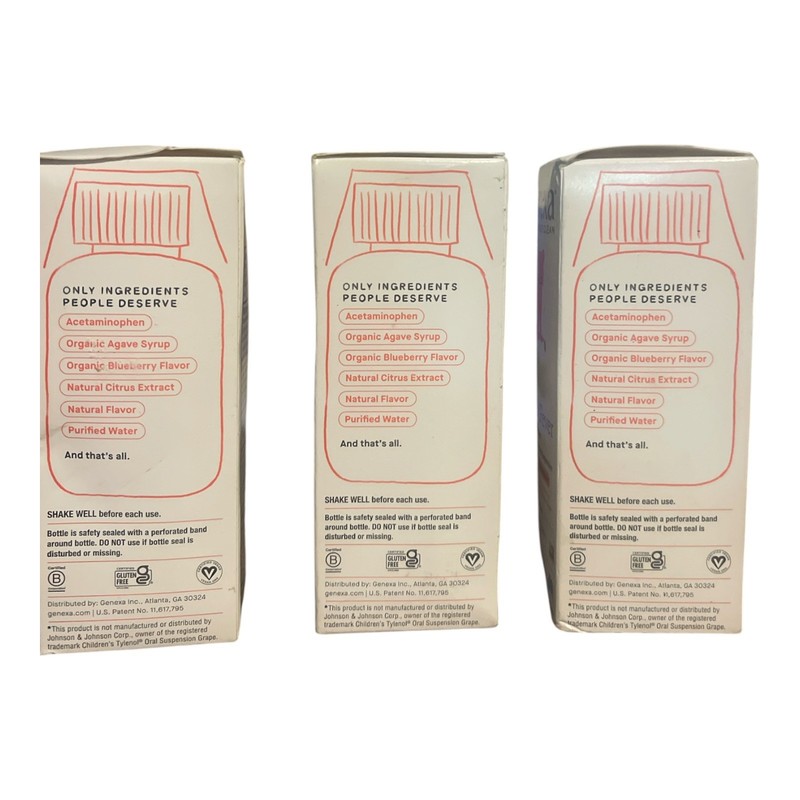 Genexa Kids Pain & Fever Acetaminophen Organic Blueberry 4oz 3 Pack EXP 03/2027 gallery