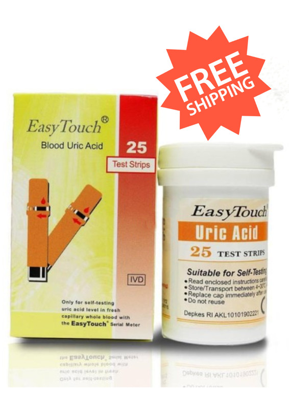 Easy Touch Test Strips For Blood Uric Acid (25strips/box) – Free Shipping