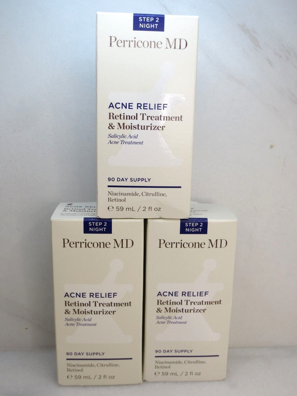 PERRICONE MD ACNE RETINOL TREATMENT & MOISTURIZER 2 OZ SET OF 3 EXP: 07/2025