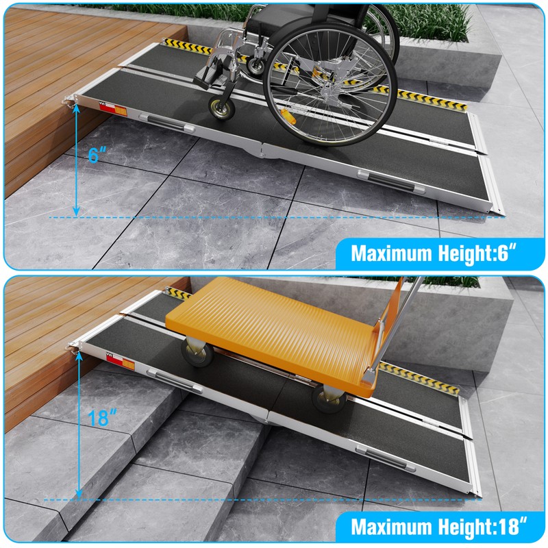 2-8ft Folding Aluminum Wheelchair Ramp Portable Mobility Scooter Non-Slip 600LB gallery