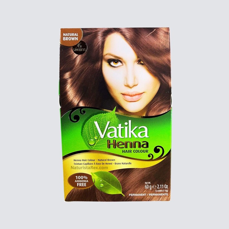Vatika Henna Natural Brown PERMANENT HAIR COLOUR 100% AMMONIA FREE (60g) 2.11 OZ
