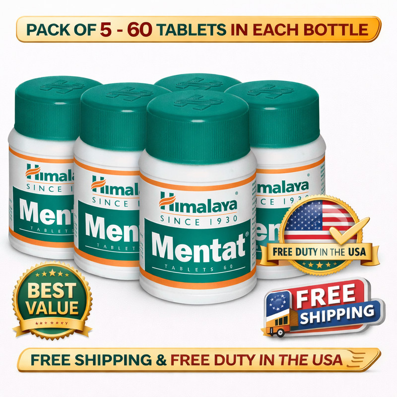 Himalaya Mentat Tablet Pack of 5 | Herbal Brain Support | Exp 09/2028 | Natural