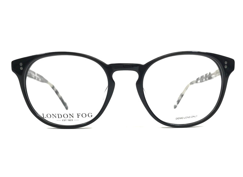 London Fog Eyeglasses Frames OTTO BLK Black Tortoise Round Full Rim 50-19-145
