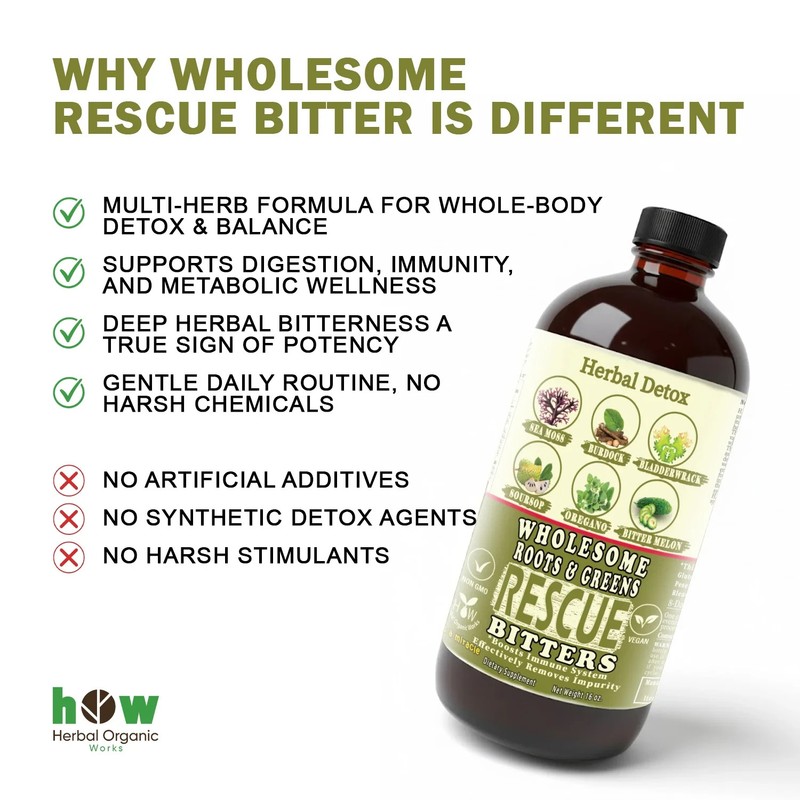 Wholesome Rescue Bitter Detox | 16oz Cleanse | Sea Moss, Burdock, Bitter Melon gallery