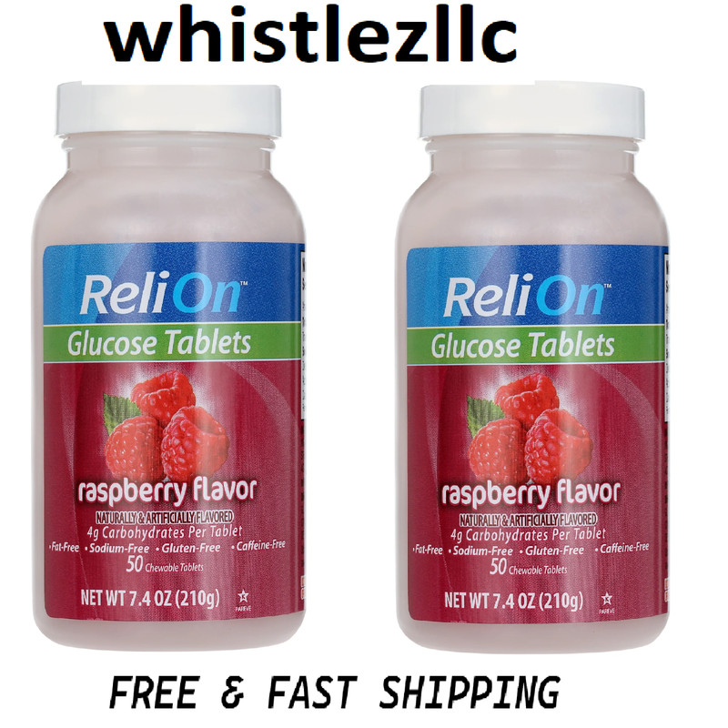 Relion Raspberry Glucose Tablets, 50 Count each – Pack of 2