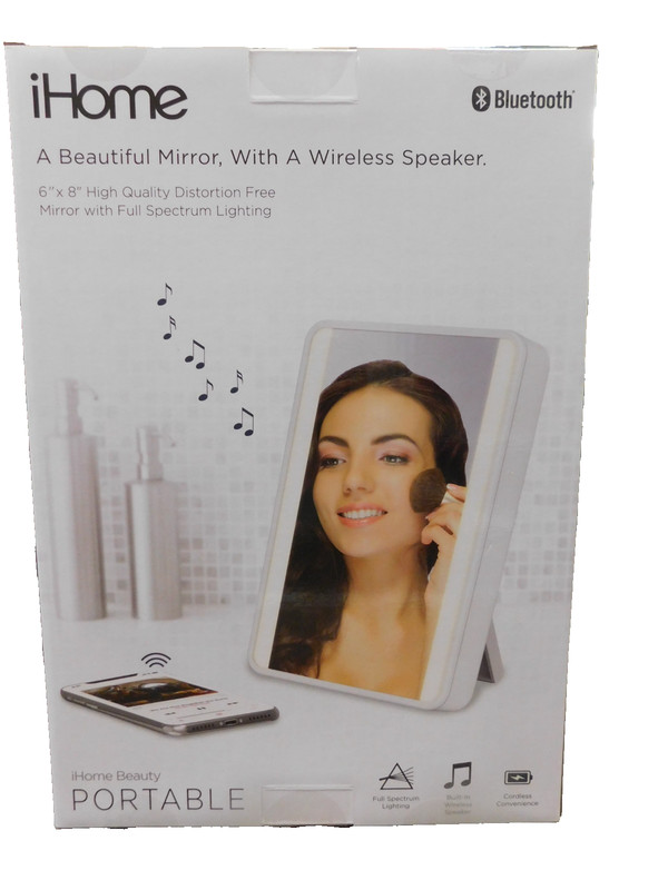 iHome Portable Lighted Vanity speaker, Cordless, Bluetooth-6″ X 8″