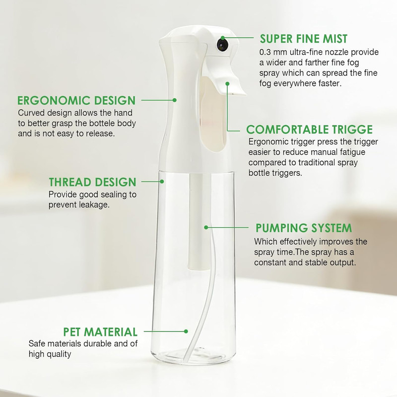 THINTON Mist Spray Bottle for Hair (10Oz/300Ml) - 2 Pcs Continuous Spray Bottle gallery
