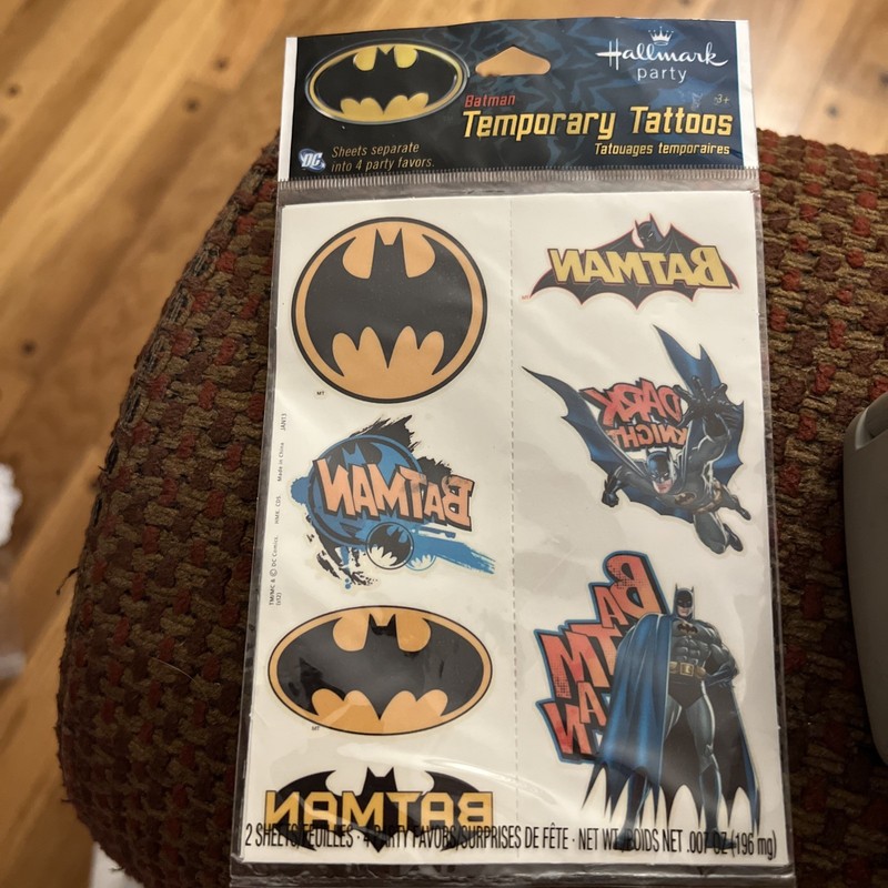 Batman Temporary Tattoos Hallmark 2013 DC Comics RARE Superhero Kids Fun