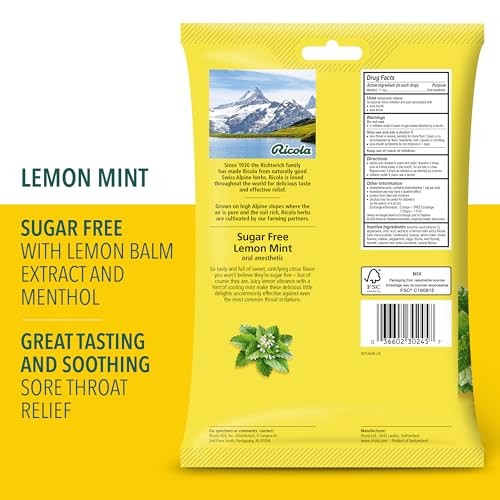 Ricola Sugar Free Lemon Mint Throat Drops 45 Count Soothing Menthol Relief gallery