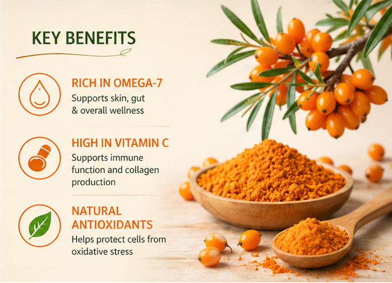4oz Sea Buckthorn Powder Organic Super fruit | Rich in Omega-7 Vitamin C gallery