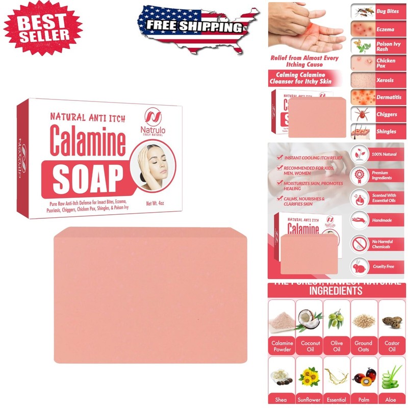 Natural Calamine Soap Bar – Instant Itch Relief for Sensitive Skin All Ages