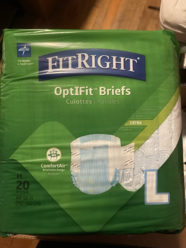 Medline FitRight OptiFit Incontinence Briefs L Extra Absorbency 44-56 in 20 Ct