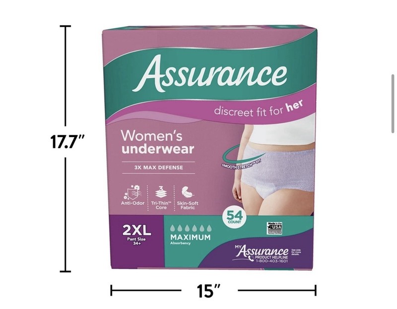 Assurance Women's Incontinence Underwear 2XL Maximum Anti-Odor 54 Count gallery