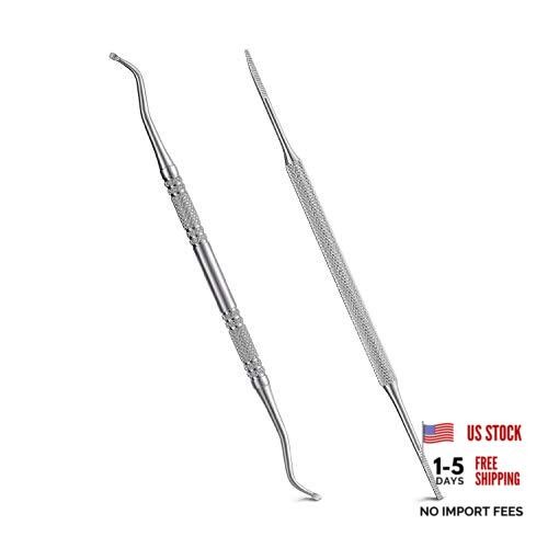 2PCS Ingrown Toenail File and Lifter with Storage Case,100% Stainless Silver
