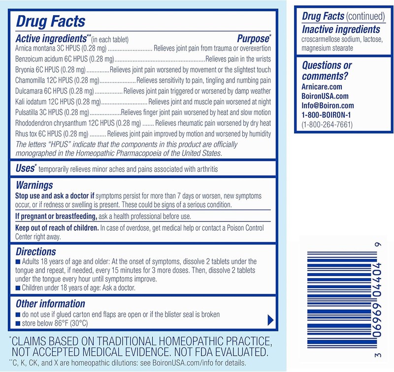 Boiron Arnicare Arthritis Tablets Natural Pain Relief 60 Count Homeopathic gallery