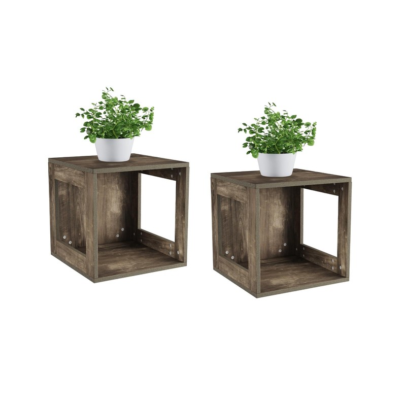 Lavish Home Side Table Storage – Set Of 2 Minimalist Modern Nightstand Or End