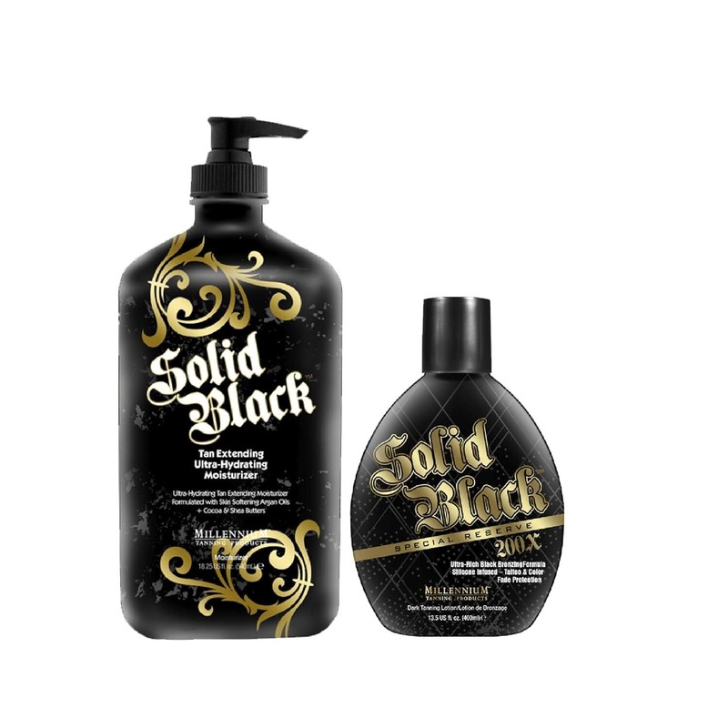 Millennium Tanning SOLID BLACK SPECIAL RESERVE 200X Bronzer & TAN EXTEND Lotion
