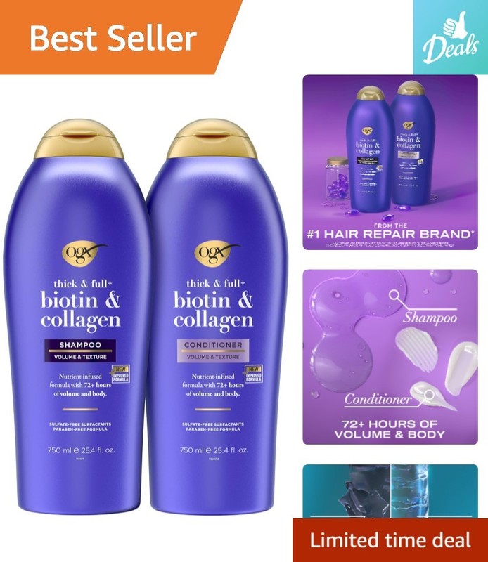 Thick & Full Shampoo and Conditioner Set with Biotin & Collagen – 50.8 FL OZ