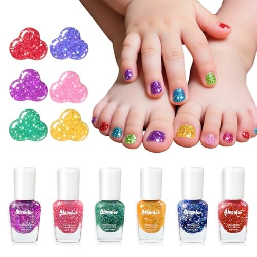 Non-Toxic Kids Nail Polish Set Quick Dry Fingernail Polish for Toddler, Glitter gallery