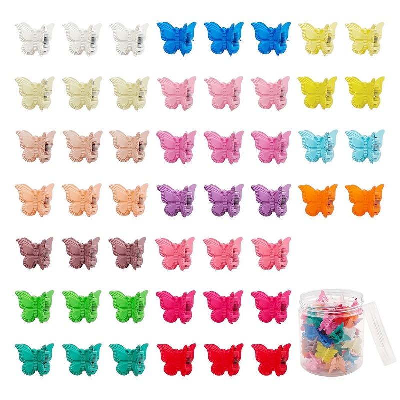 50 Packs Assorted Color Butterfly Hair 1 Count (Pack of 50), Solid