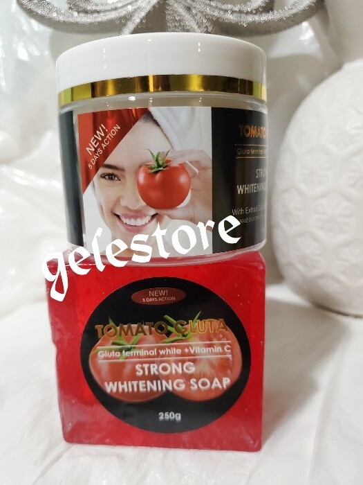5pcs Tomato gluta Body lotion, face cream, soap, shower get and serum gallery