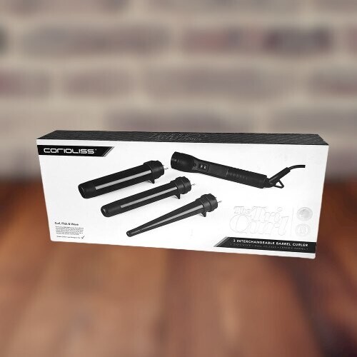 Corioliss The Tri Curl, with 3 Interchangeable Hair Curling Irons, 110-220V, New