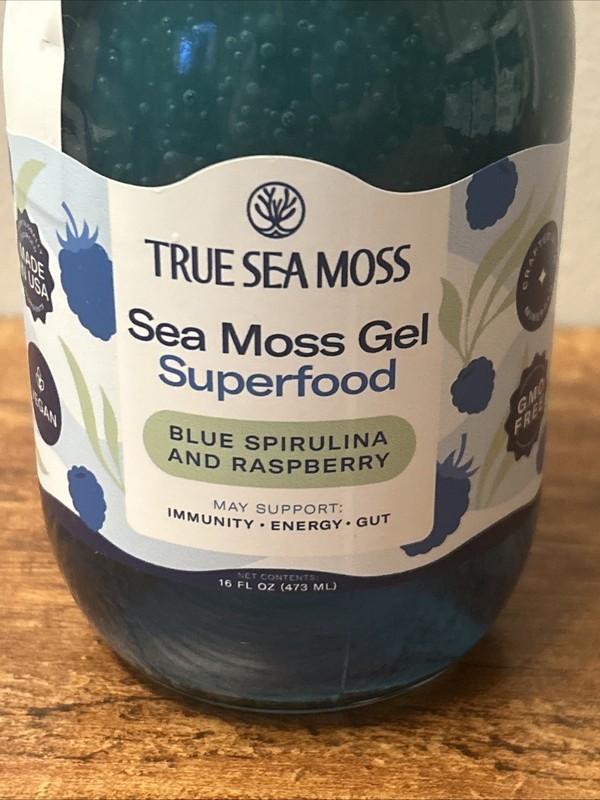 True Sea Moss Gel Superfood Blue Spirulina and Raspberry 16 fl oz EXP 12/2026 gallery