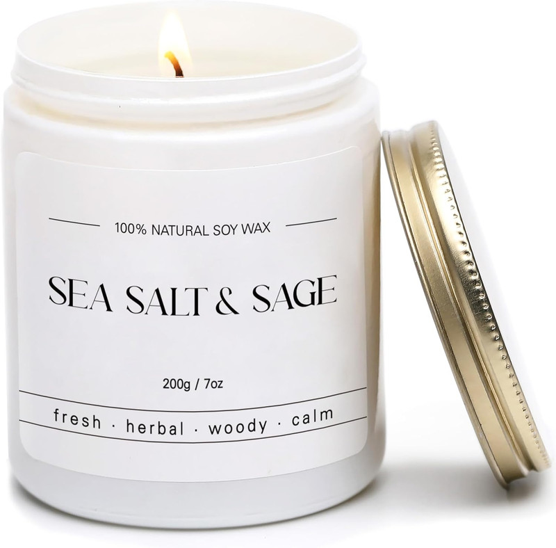Sea Salt & Sage Candle - Summer Scented Soy Candles for Home - Coastal Decor for gallery