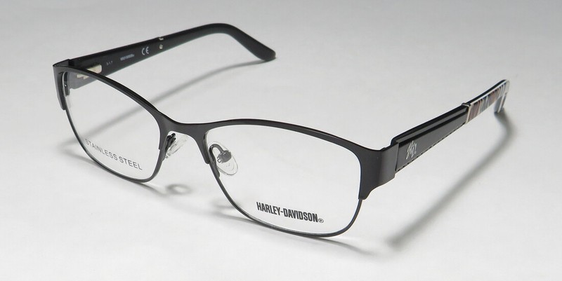 HARLEY-DAVIDSON HD 0532 002 BLACK / TIGER PRINT COLORFUL SHINY ARMS EYEGLASSES