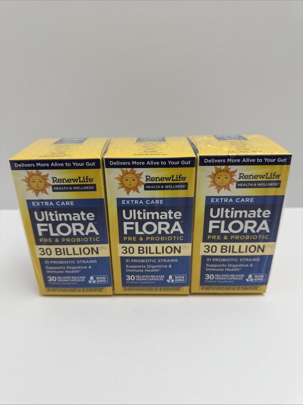 3 X ReNew Life Ultimate Flora Probiotic 30 Billion CFU- 30 Count Exp 09/2027