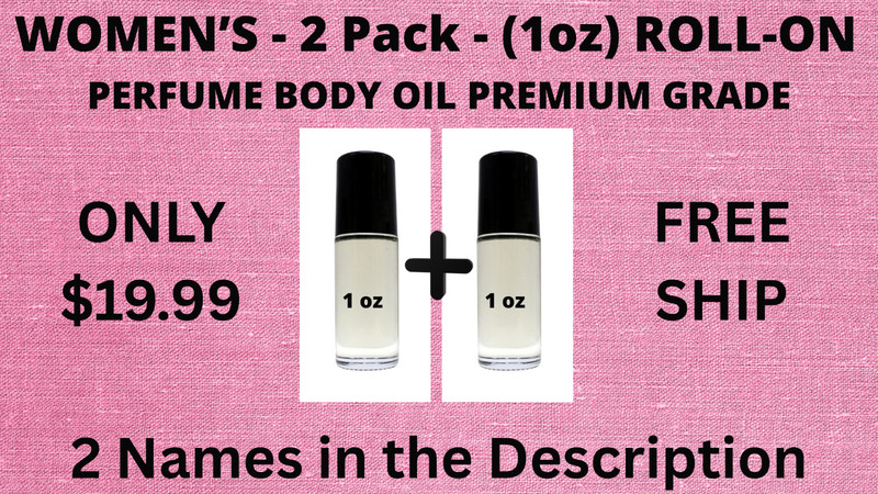 2 Pack 1 oz Women’s Fragrance Perfume Premium Body Oil Roll On Bundle # 169