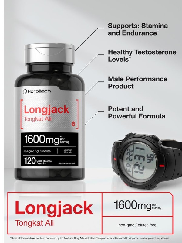 Longjack 1600 mg | 120 Capsules | Longifolia Root Extract | by Horbaach gallery