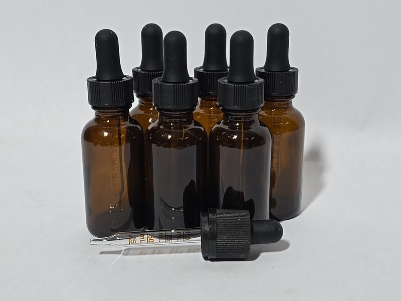 12 Pack 2 Oz Amber Glass Eye Dropper Bottles for Essential Oils