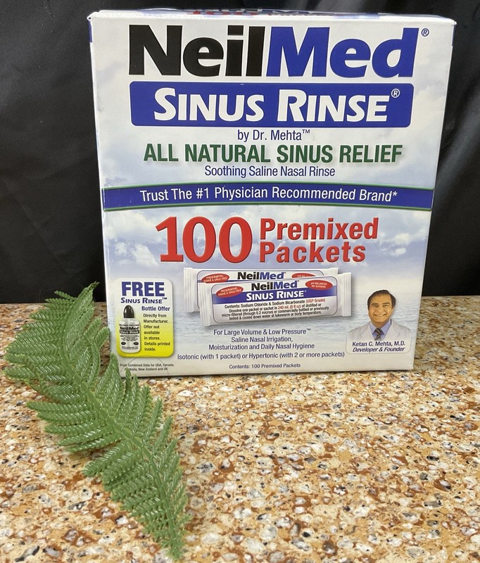 NeilMed Sinus Rinse 100 Premixed Packets Drug-Free Allergy Relief Exp 11/28