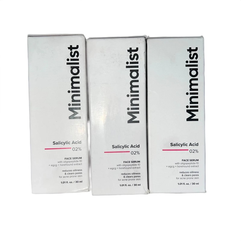 3 PACK Minimalist 2% Salicylic Acid Face Serum Acne & Pores 1.01 fl oz -RK1