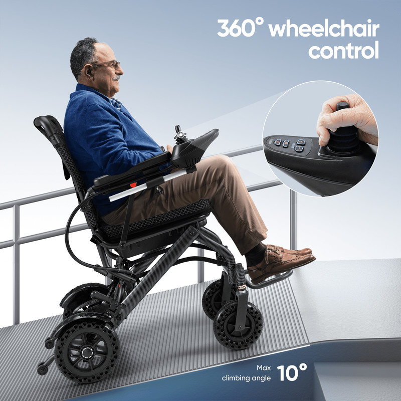 Lightweight 38Lb Foldable Electric Wheelchair Intelligent 300Lb All Terrain FDA gallery