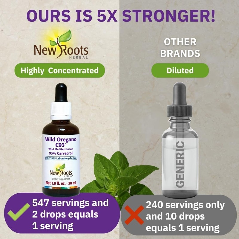 New Roots | Wild Oregano Oil Drops, C93 | 93% Carvacrol 1 Fl Oz (Pack of 1) gallery