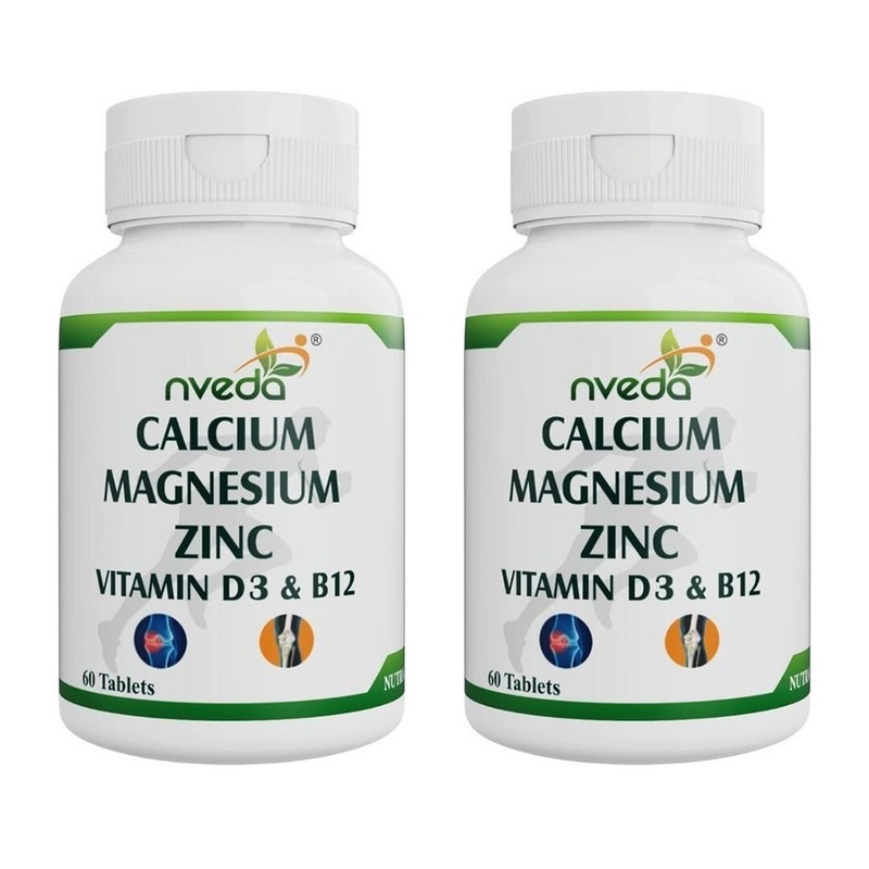 2 X Nveda Calcium Supplement 1,000 mg with Vitamin D & Magnesium & Zinc 60 Tabs