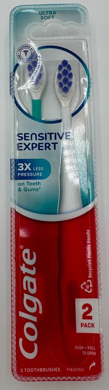 COLGATE 2pk Ultra Soft Sensitive Expert Toothbrushes NEW
