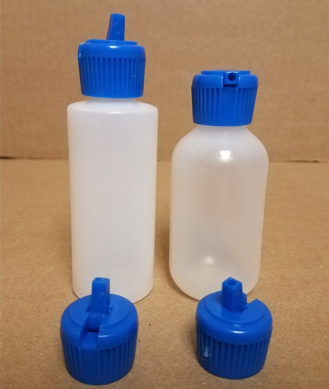 2 oz (60 ml) HDPE or LDPE Plastic Bottles with Blue Polytop Dispensing Caps gallery