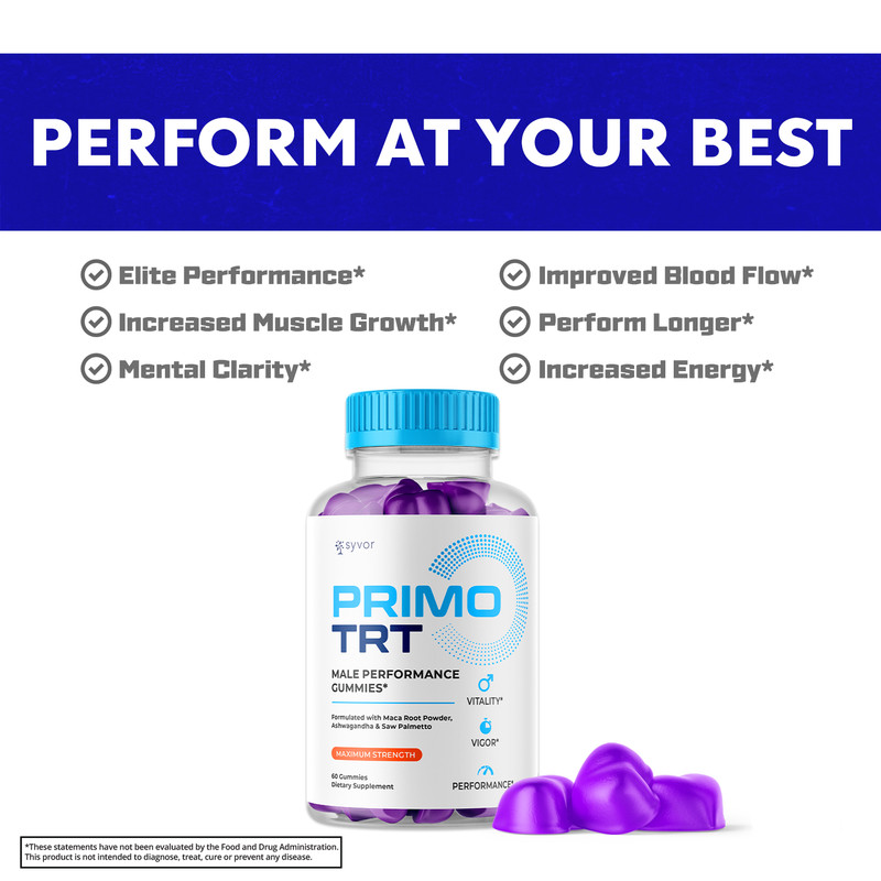 Primo TRT Men's Gummies Advanced Pro Formula Chewable Supplement 180 Gummies gallery