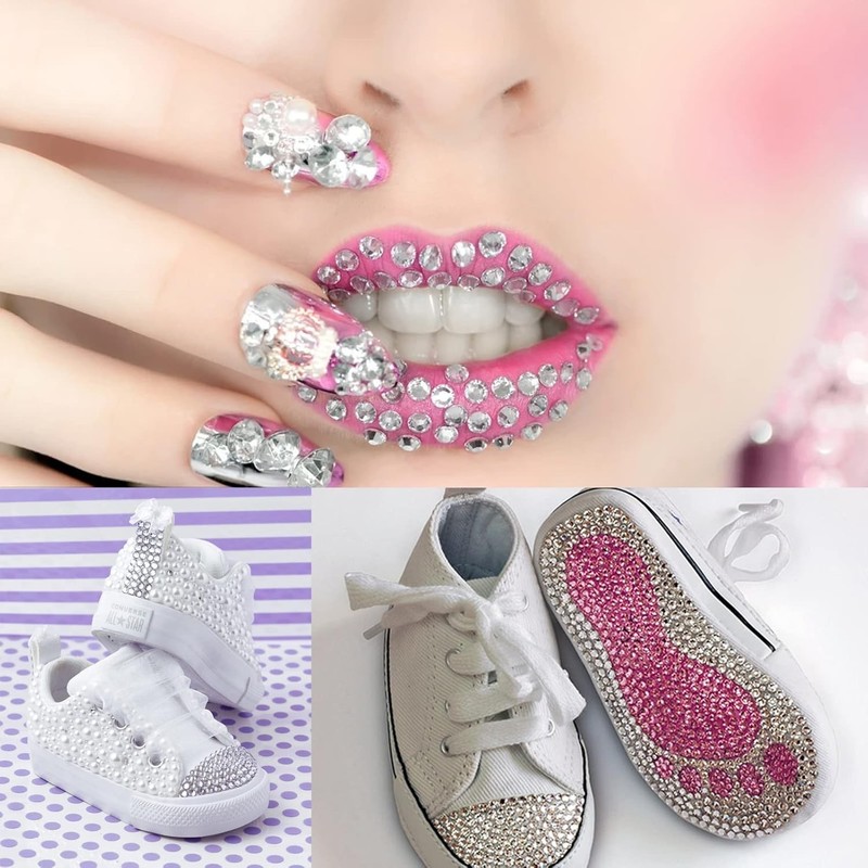 3200PCS Nail Art Rhinestones, Crystal Clear Flatback Rhinestones for Nails, Craf gallery