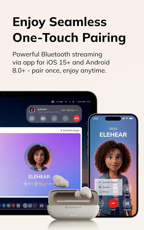 ELEHEAR Delight OTC Hearing Aids Bluetooth 5.3 App Control AI Tinnitus Relief gallery